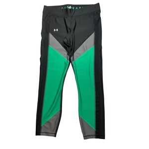 Under Armour Compression Leggings HeatGear Athletic Workout Black‎ Green LG